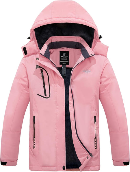 Women'S Mountain Waterproof Ski Jacket Windproof Rain Jacket Winter Warm Hooded Coat