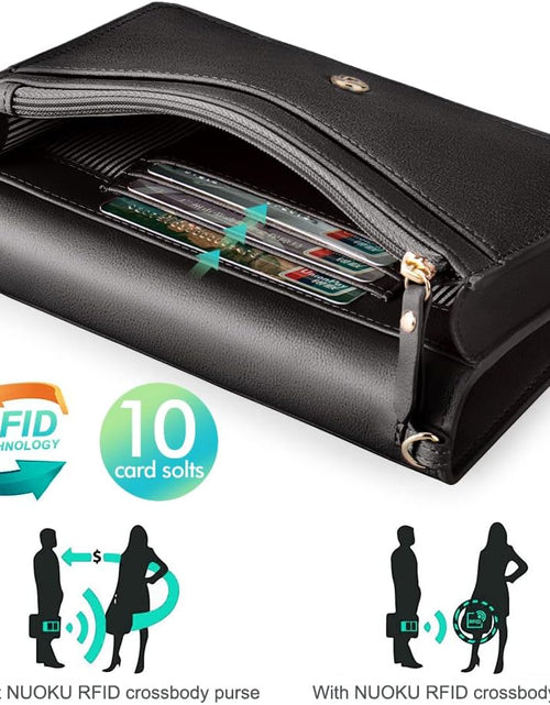 Load image into Gallery viewer, Women Small Crossbody Bag Cellphone Purse Wallet with RFID Card Slots 2 Straps Wristlet(Max 6.5'')

