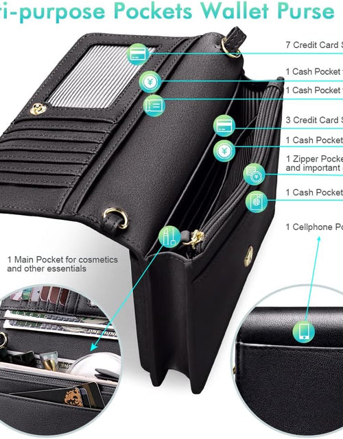 Load image into Gallery viewer, Women Small Crossbody Bag Cellphone Purse Wallet with RFID Card Slots 2 Straps Wristlet(Max 6.5'')
