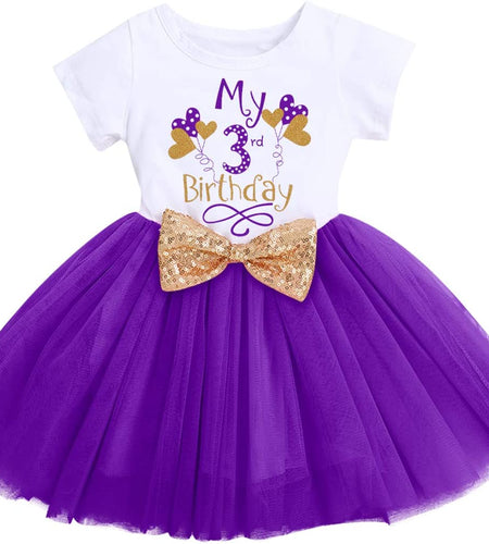 Baby Girls Newborn It'S My 1St/2Nd Birthday Cake Smash Shinny Printed Sequin Bow Tutu Princess Dress