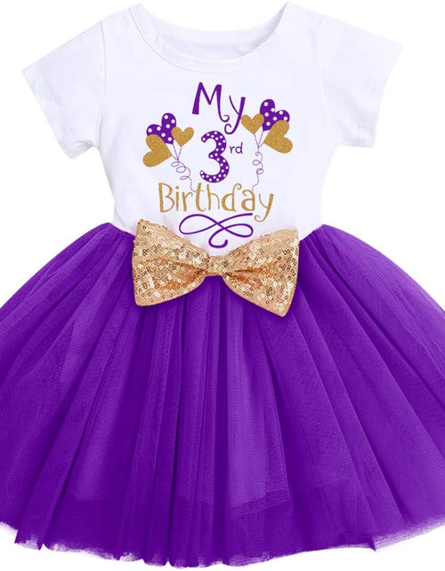 Load image into Gallery viewer, Baby Girls Newborn It'S My 1St/2Nd Birthday Cake Smash Shinny Printed Sequin Bow Tutu Princess Dress
