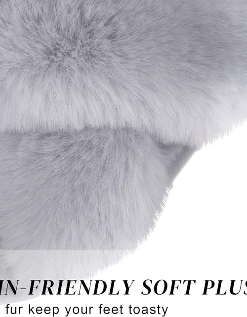 Load image into Gallery viewer, Women'S Cross Band Slippers Soft Plush Furry Cozy Open Toe House Shoes Indoor Outdoor Faux Rabbit Fur Warm Comfy Slip on Breathable
