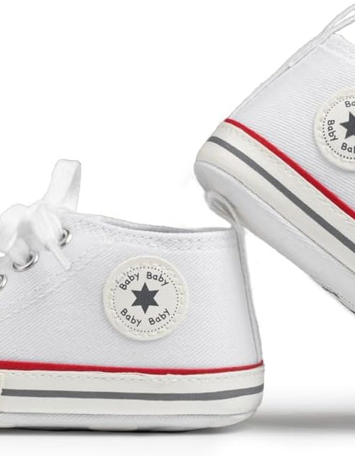 Load image into Gallery viewer, Unisex Baby Boy Girl Canvas Sneaker Soft Sole Ankle Infant First Walkers Crib Shoe
