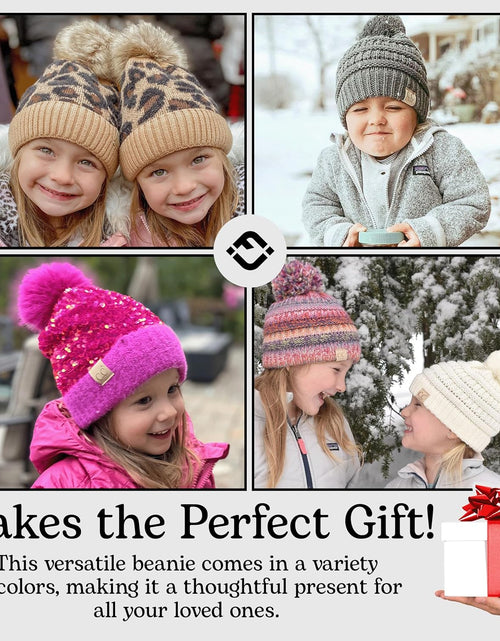 Load image into Gallery viewer, Toddler Pom Beanie – Kids Winter Hat for Ages 1–4, Baby Boy &amp; Girl Knit Beanies, Warm Cozy Knit Snow Hats
