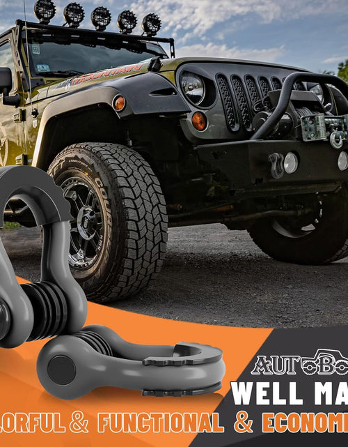 Load image into Gallery viewer, Bow Shackles 3/4" D Ring Shackle (2 Pack), 48,000Ib Break Strength with 7/8" Pin, 2 Isolator and 4 Washers Kit for Offroad Jeep Vehicle Truck Recovery Gray

