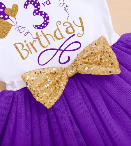 Baby Girls Newborn It'S My 1St/2Nd Birthday Cake Smash Shinny Printed Sequin Bow Tutu Princess Dress